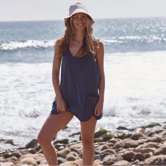Free People Hot Shot Mini Dress Blue Indigo size Large - Picture 2 of 13